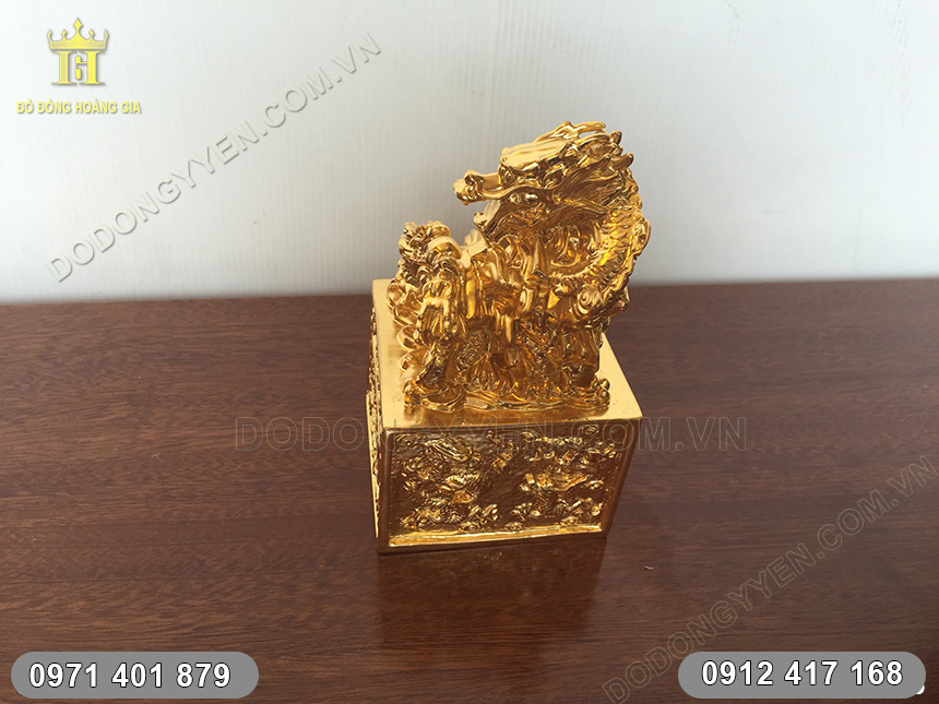 ấn rồng phong thủy d&aacute;t v&agrave;ng